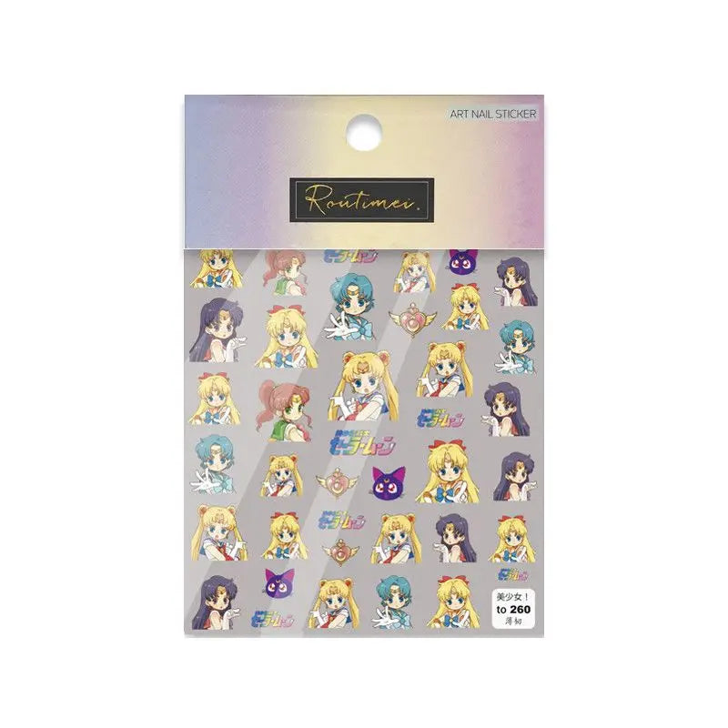 New Sailor Moon Luna Mizuno Ami Tsukino Usagi Sweet Cute Waterproof Nail Art Patch Creative Simple Cartoon Nail Decoration Gift