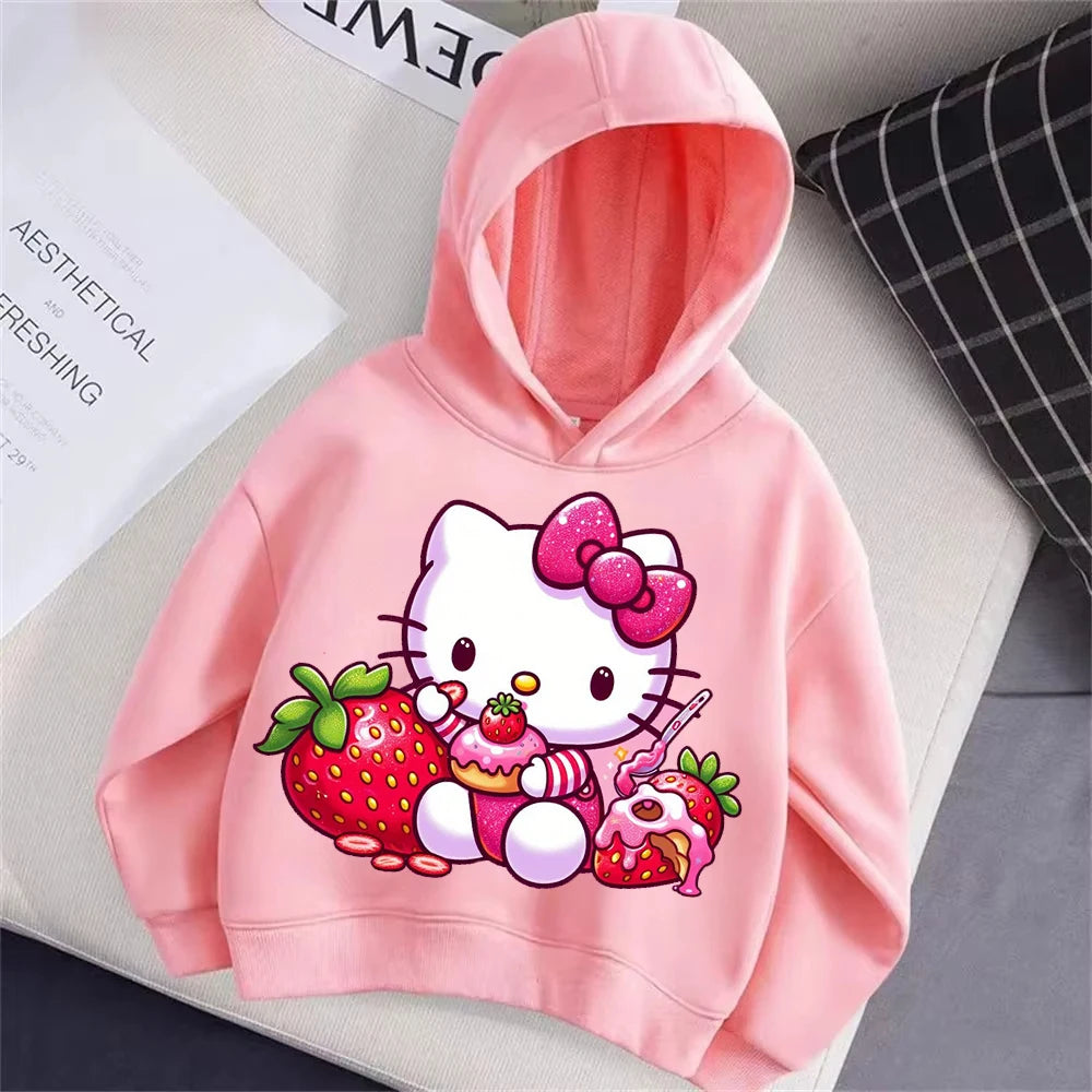 Hello Kitty Print Cute Children Hooded Sweatshirt Boy Girl
