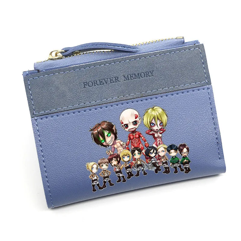 Attack on Titan Eren Jaeger PU Wallets for Man Women Fashion Short Wallet Anime Levi Ackerman Coin Purse ID Card Holders Bags
