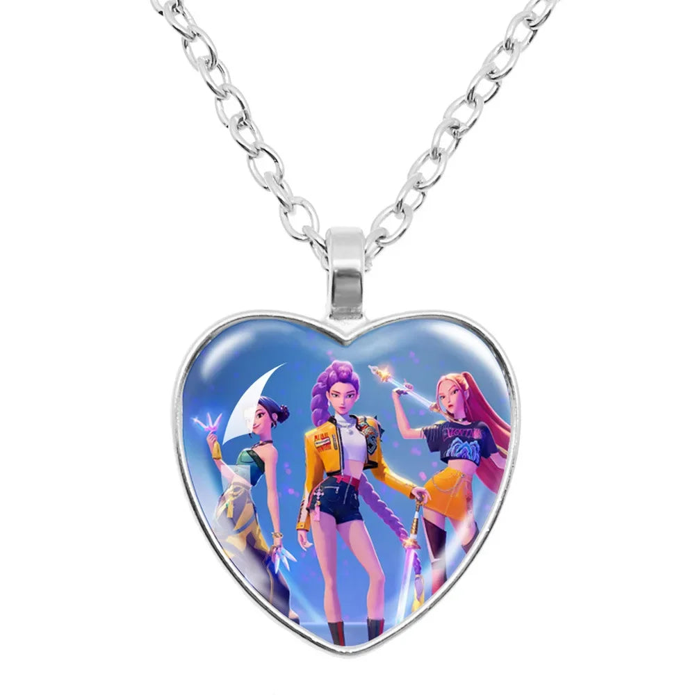 Demon Slayer Gem Peach Heart Necklace - Anime Fashion Jewelry Gift