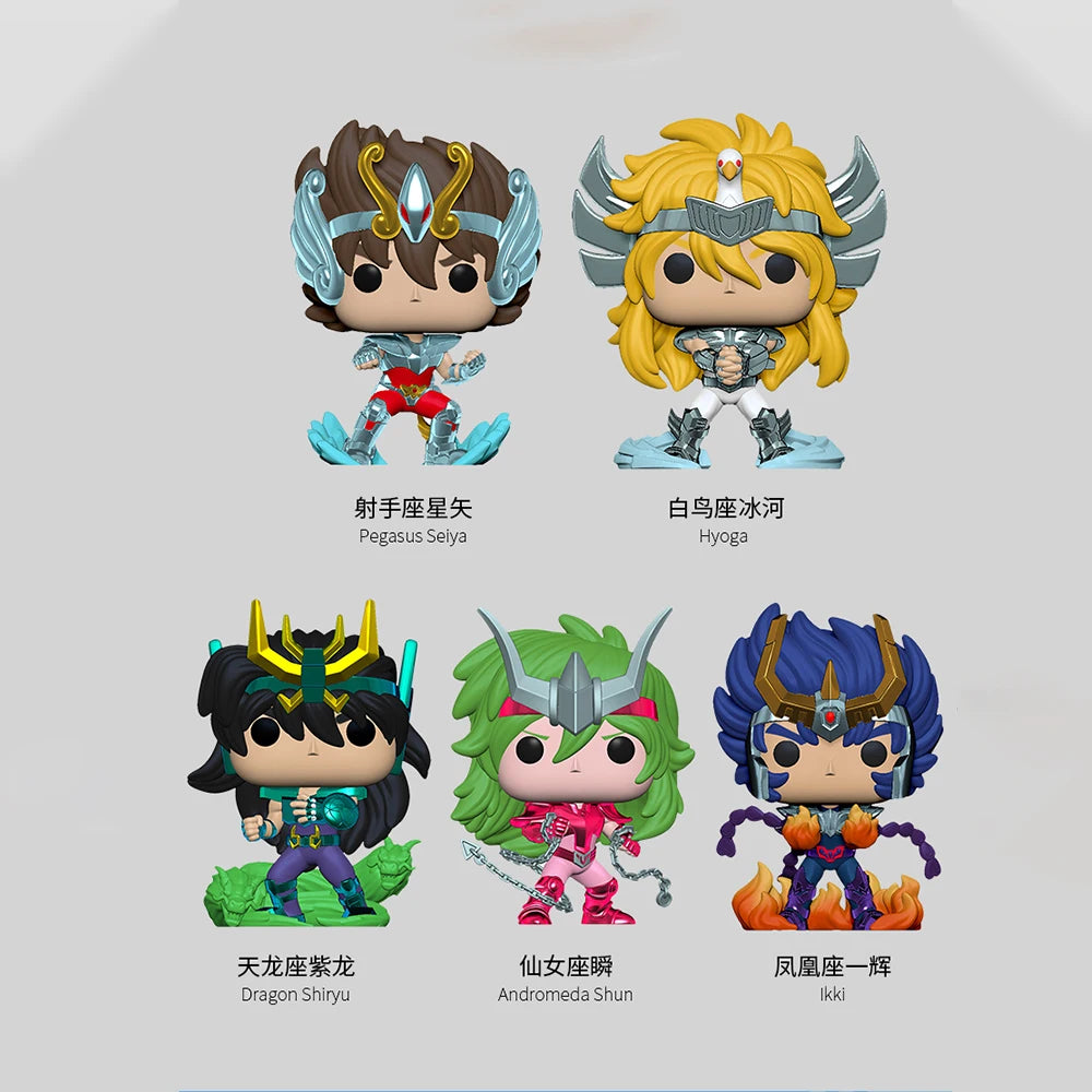 Funko Pop Saint Seiya Action Figure Cygnus Hyoga #808 Dragon Shiryu #807 Andromeda Shun #809 Phoenix Ikki #810 Vinyl Dolls Toys
