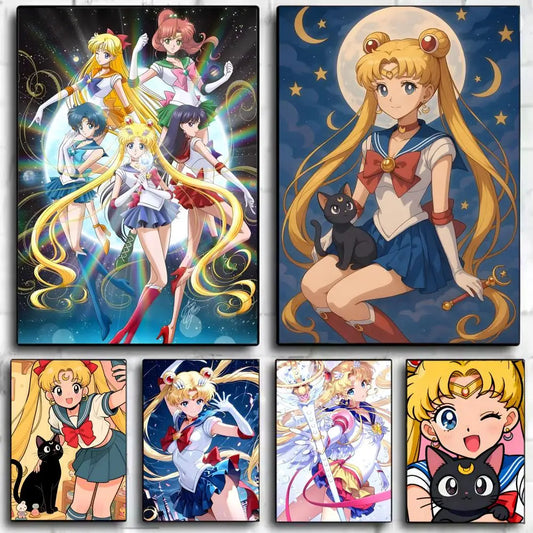 Cute S-Sailor M-Moon Poster Wall Art Print Poster Decorative Mural Home Decor Gift Unframed