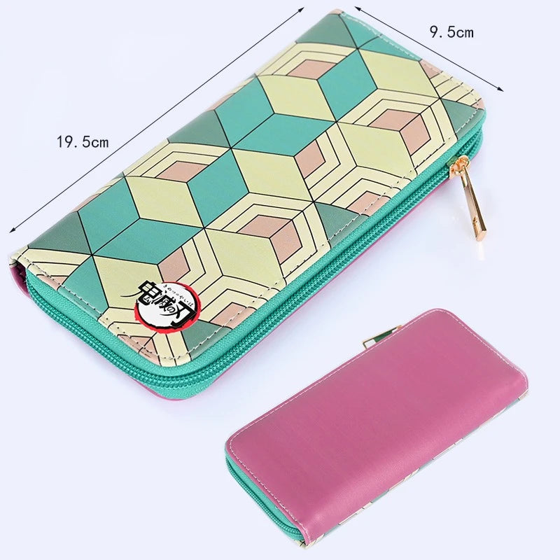 Anime  Demon Slayer Kimetsu No Yaiba Tanjiro Kamado Nezuko Wallets Long PU Leather Wallet Anime Purse Cosplay Accessories Gifts