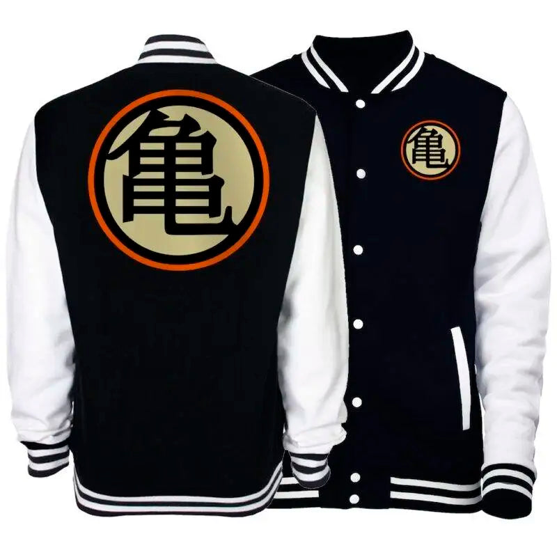 Demon Slayer Tanjiro Black White Varsity Baseball Jacket
