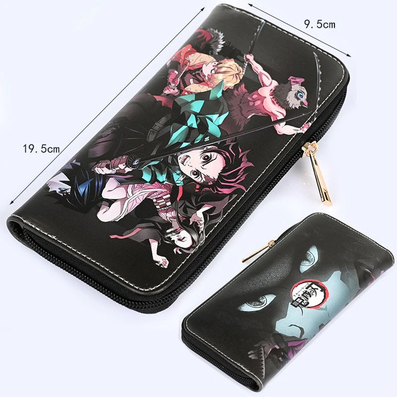 Anime  Demon Slayer Kimetsu No Yaiba Tanjiro Kamado Nezuko Wallets Long PU Leather Wallet Anime Purse Cosplay Accessories Gifts