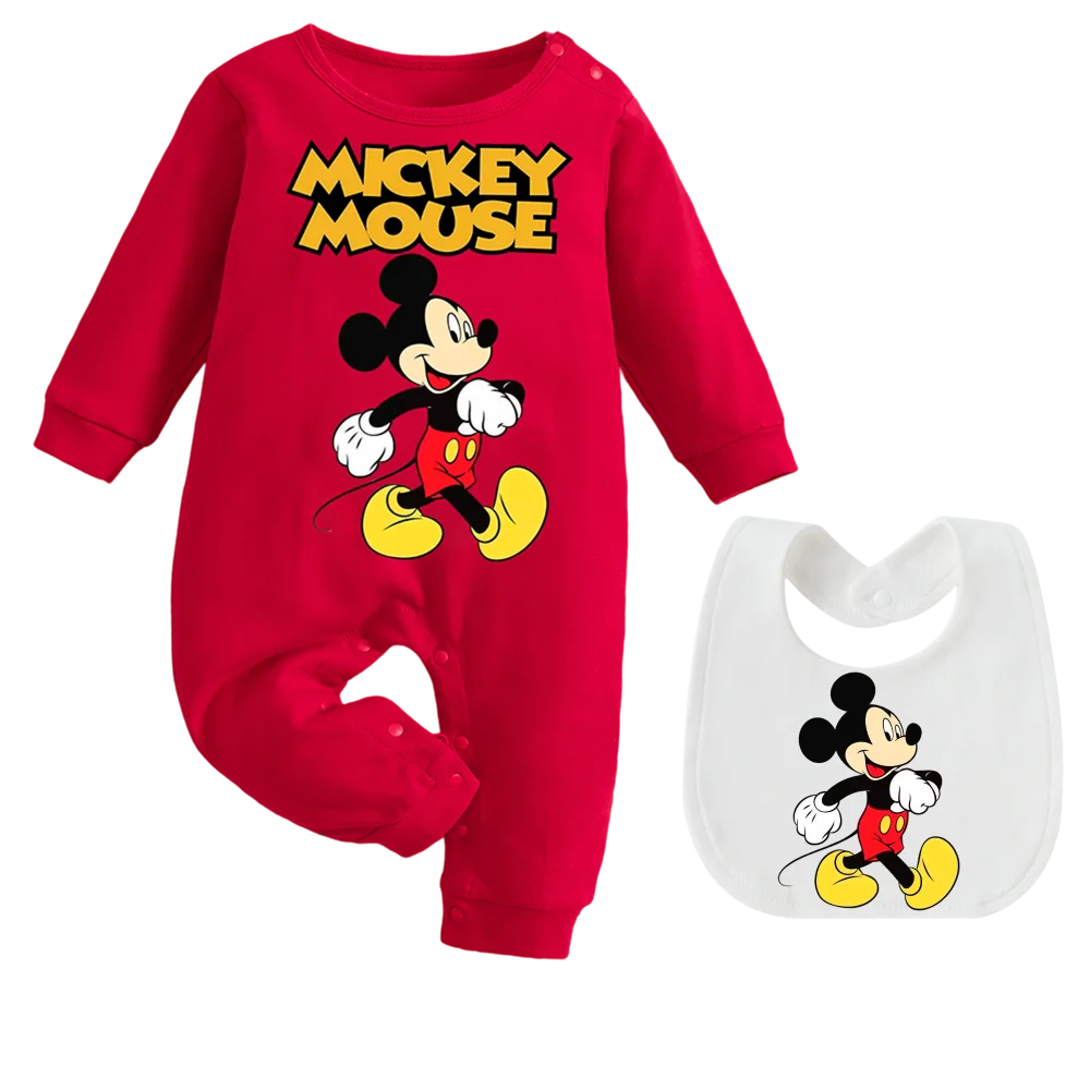 Newborns long-sleeved jumpsuits 0-9M Mickey Mouse Design