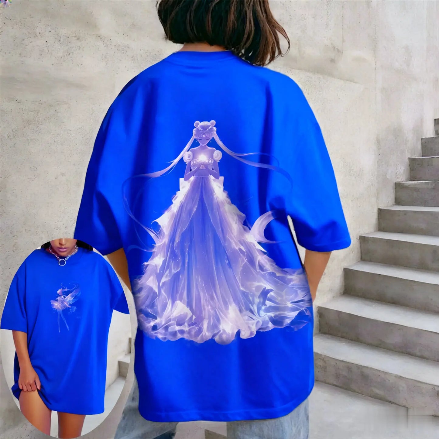 Sailor Moon Loose Women's Parent-child Fashion Short-sleeved T-shirt for Spring Summer Oversized Comfortable Casual Outdoor Top
