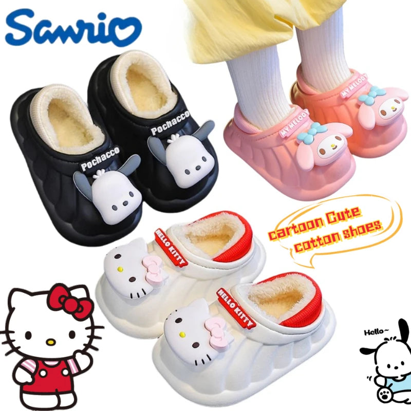 Hello Kitty Home Waterproof and Wear-resistant Cotton Slippers for Boys and Girls
