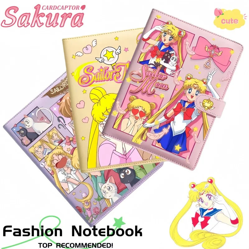 Sailor Moon themed notebook, cute cartoon, personalized fashion, anime loose-leaf diary, birthday gift for boys and girls