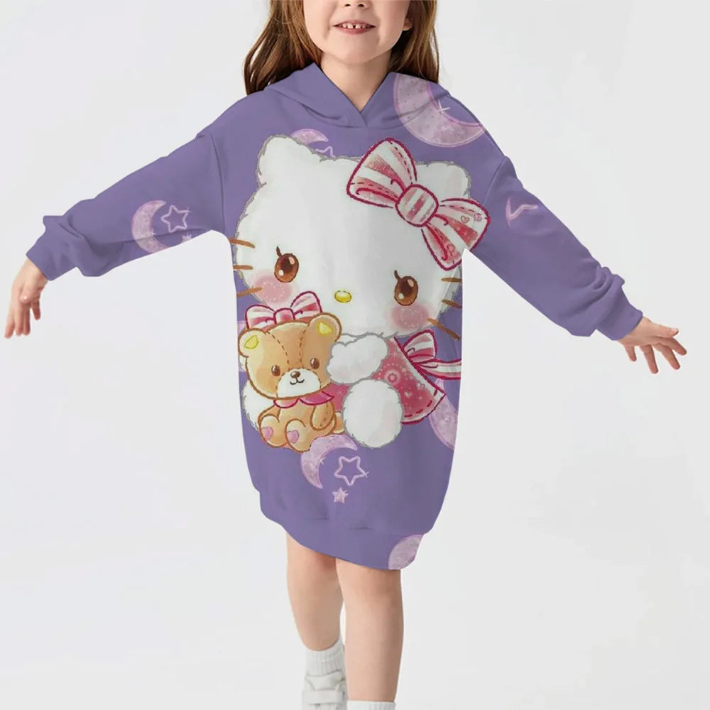 Hello Kitty Girl Comfortable Hoodie Dress