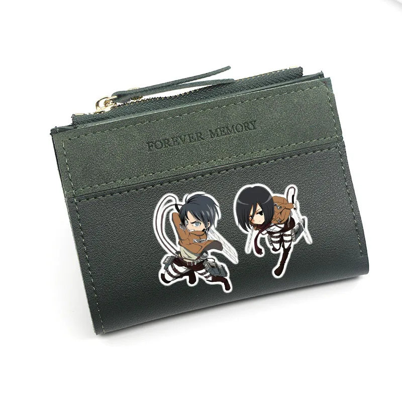 Attack on Titan Eren Jaeger PU Wallets for Man Women Fashion Short Wallet Anime Levi Ackerman Coin Purse ID Card Holders Bags