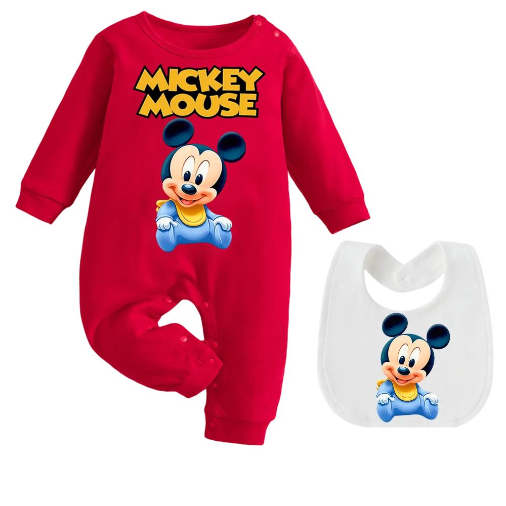 Newborns long-sleeved jumpsuits 0-9M Mickey Mouse Design