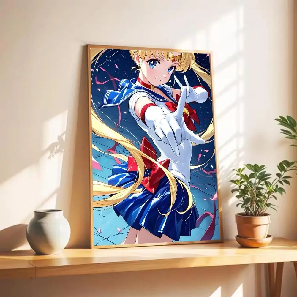 Cute S-Sailor M-Moon Poster Wall Art Print Poster Decorative Mural Home Decor Gift Unframed