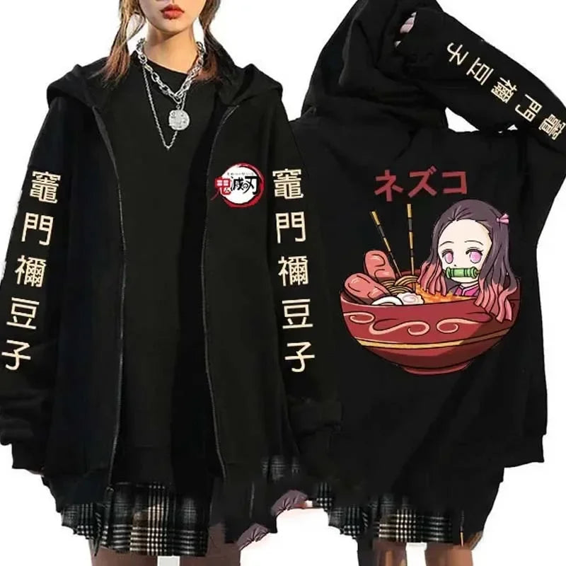 Demon Slayer Kimetsu no Yaiba Zipper Hoodie - Nezuko Kamado Streetwear