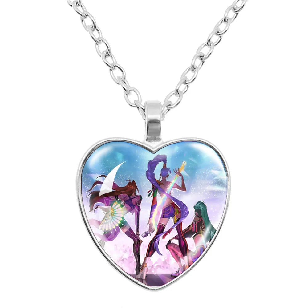 Demon Slayer Gem Peach Heart Necklace - Anime Fashion Jewelry Gift