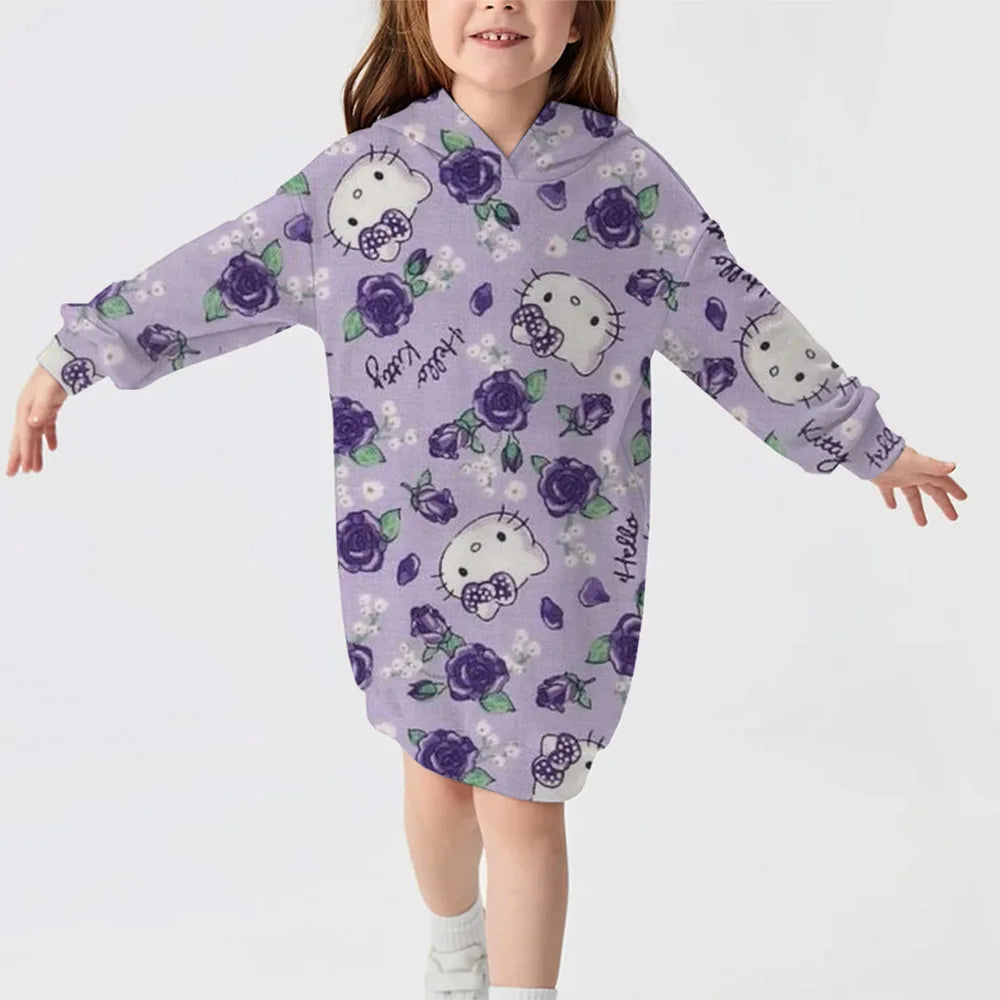Hello Kitty Girl Comfortable Hoodie Dress