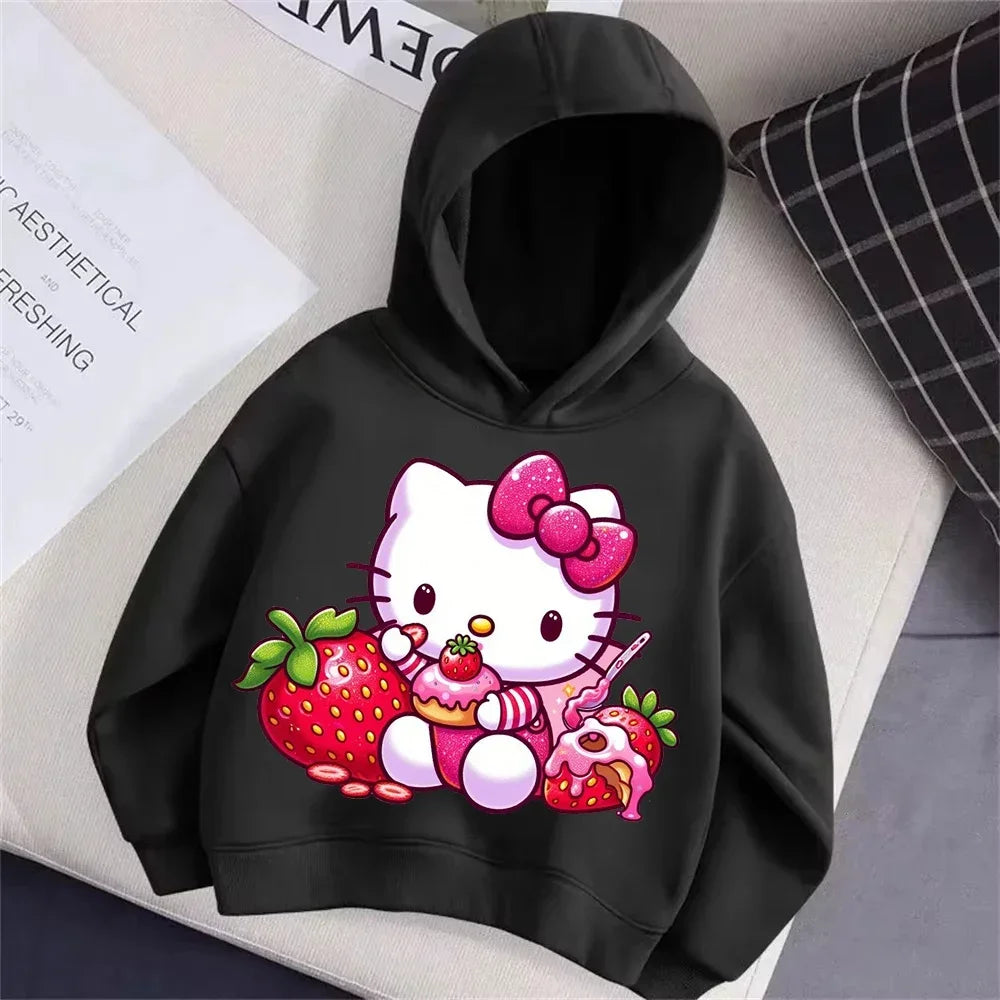 Hello Kitty Print Cute Children Hooded Sweatshirt Boy Girl