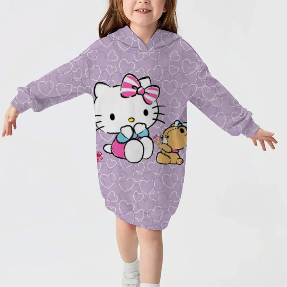 Hello Kitty Girl Comfortable Hoodie Dress