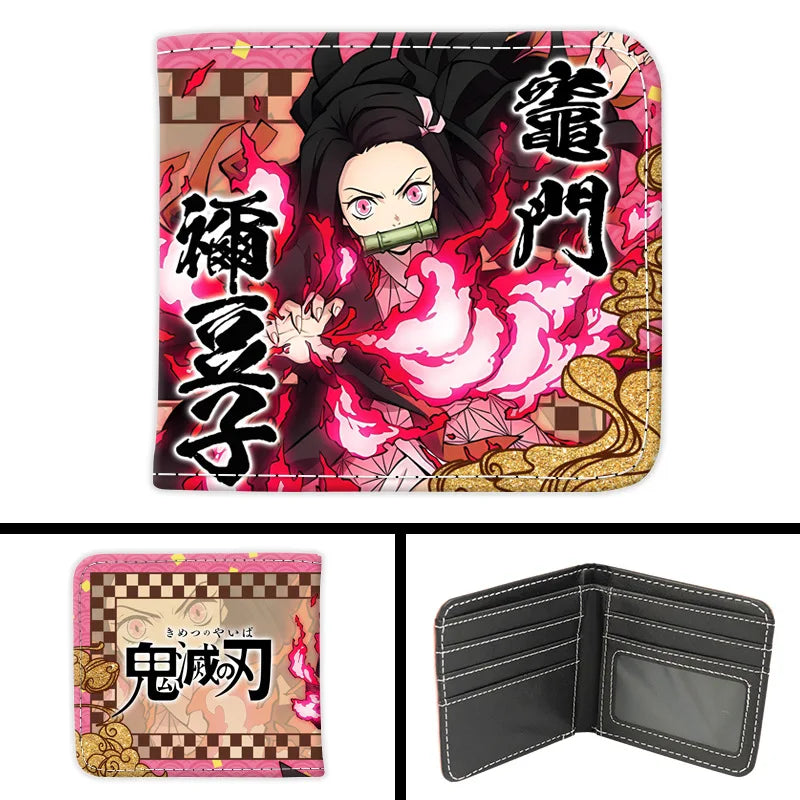New Kimetsu No Yaiba Fashion Anime Cartoon Wallets Demon Slayer Kamado Nezuko Coin Purses Handbag Casual Card Kids Birthday Gift
