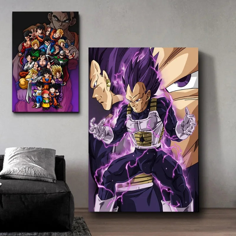 Dragon Ball Goku Van Gogh Starry Night Canvas Poster - Anime Art Wall Decor