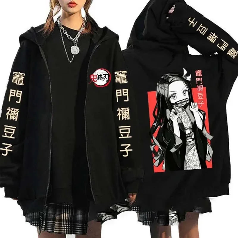Demon Slayer Kimetsu no Yaiba Zipper Hoodie - Nezuko Kamado Streetwear
