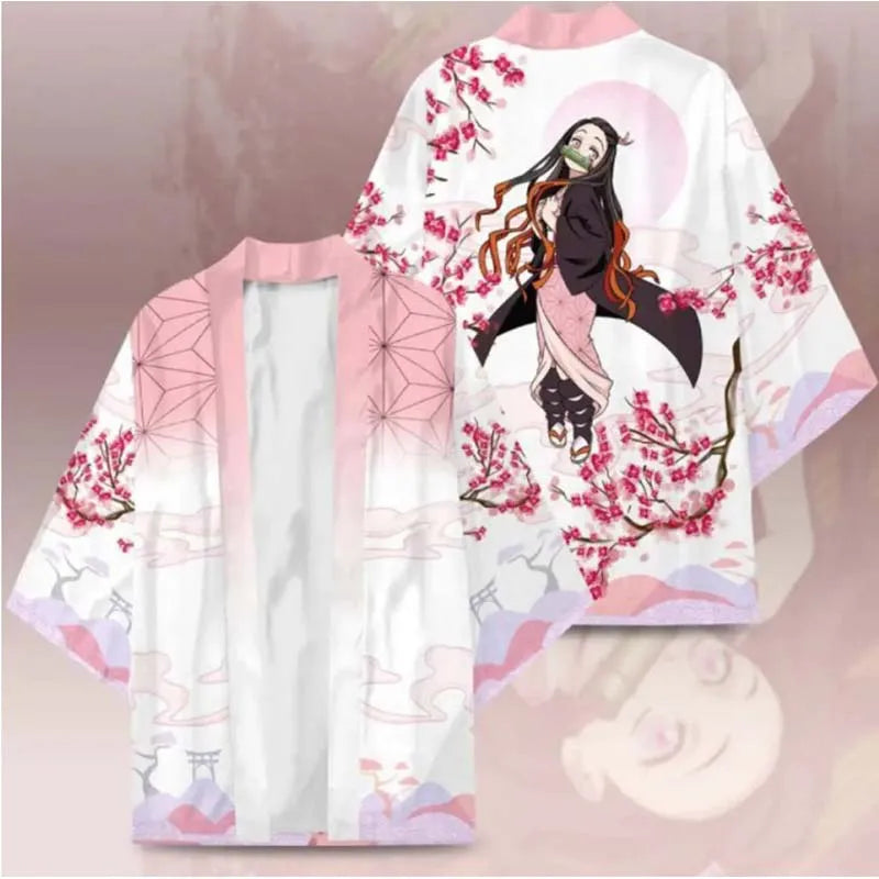 Demon Slayer Kamado Tanjirou & Nezuko 3D Printed Kimono Cape - Cosplay Jacket