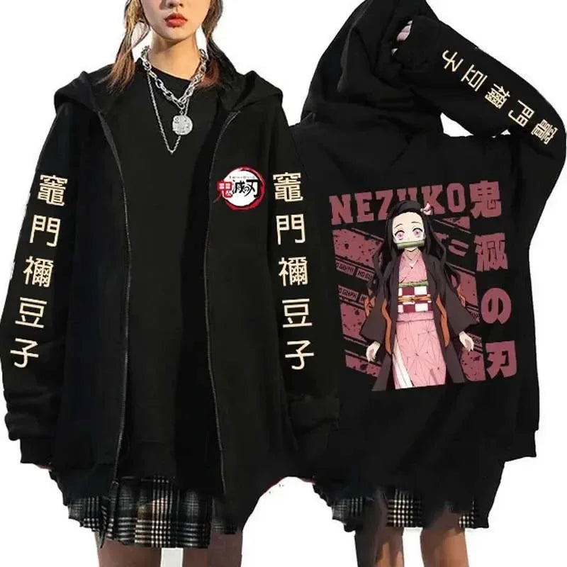Demon Slayer Kimetsu no Yaiba Zipper Hoodie - Nezuko Kamado Streetwear