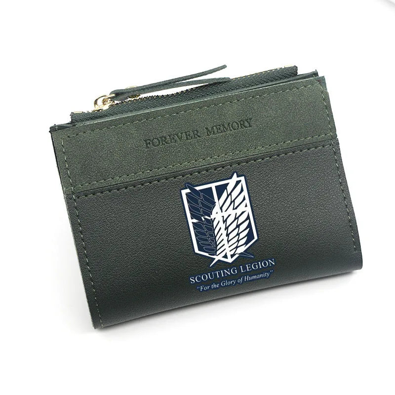Attack on Titan Eren Jaeger PU Wallets for Man Women Fashion Short Wallet Anime Levi Ackerman Coin Purse ID Card Holders Bags