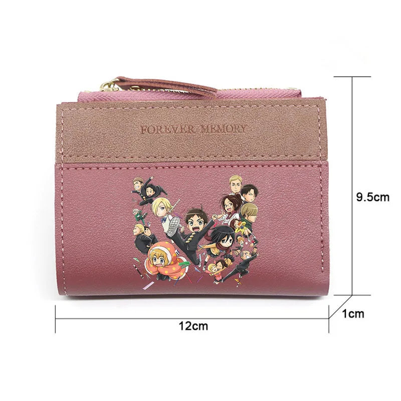 Attack on Titan Eren Jaeger PU Wallets for Man Women Fashion Short Wallet Anime Levi Ackerman Coin Purse ID Card Holders Bags