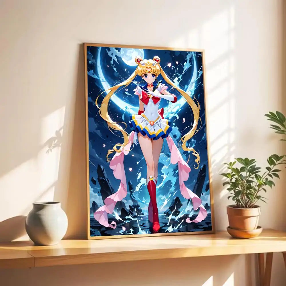 Cute S-Sailor M-Moon Poster Wall Art Print Poster Decorative Mural Home Decor Gift Unframed