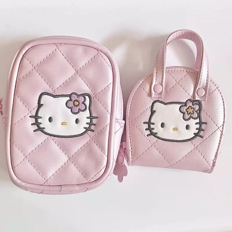 Hello Kitty Wallet Sanrio Embroidery Bag Camera Bag Anime KT Diamond Storage Bag Kawaii Purses and Handbags Birthday Gift