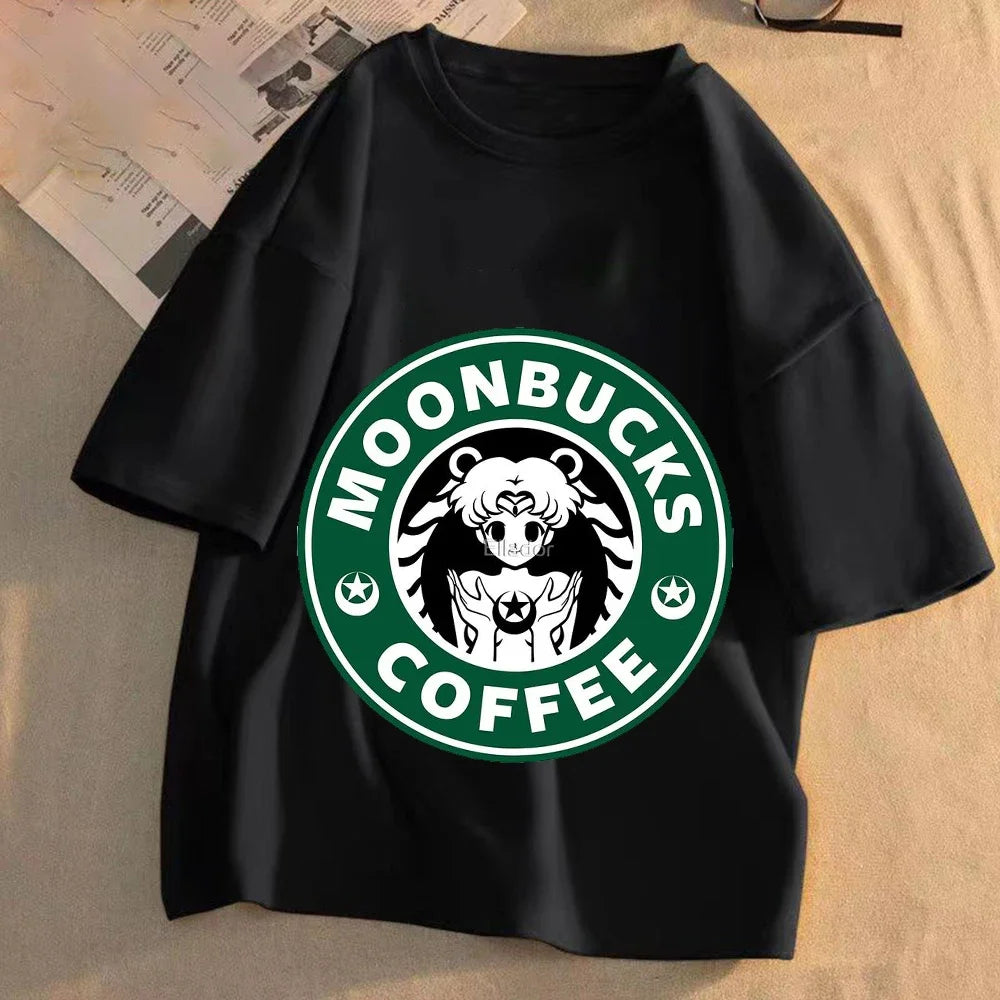 Sailor Moon Women Anime Casual T-shirt Summer Adult Cartoon Cute Tees Round Neck Printed Clothing Short Sleeve Fashion Tops Gift
