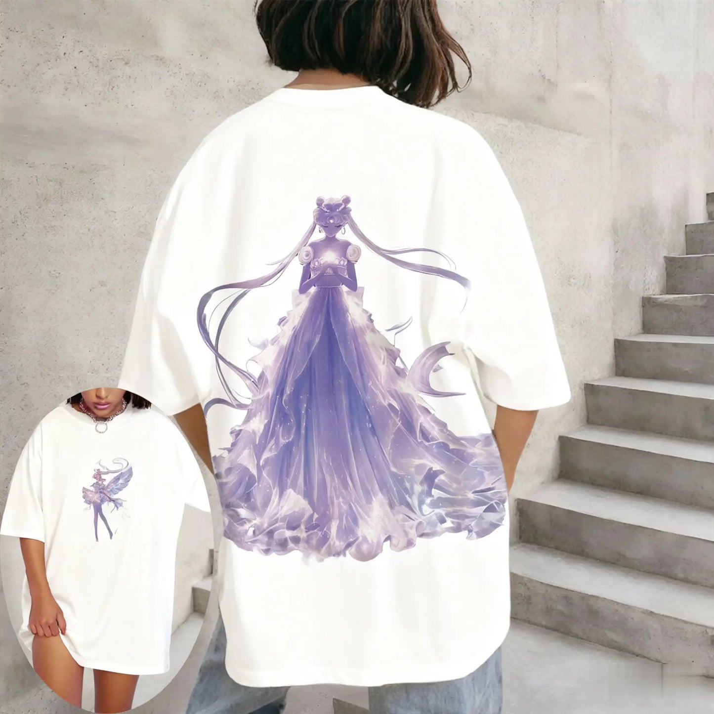 Sailor Moon Loose Women's Parent-child Fashion Short-sleeved T-shirt for Spring Summer Oversized Comfortable Casual Outdoor Top