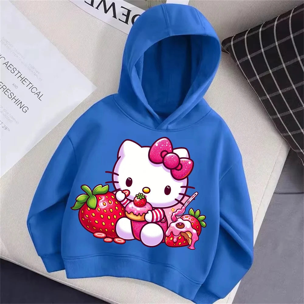 Hello Kitty Print Cute Children Hooded Sweatshirt Boy Girl
