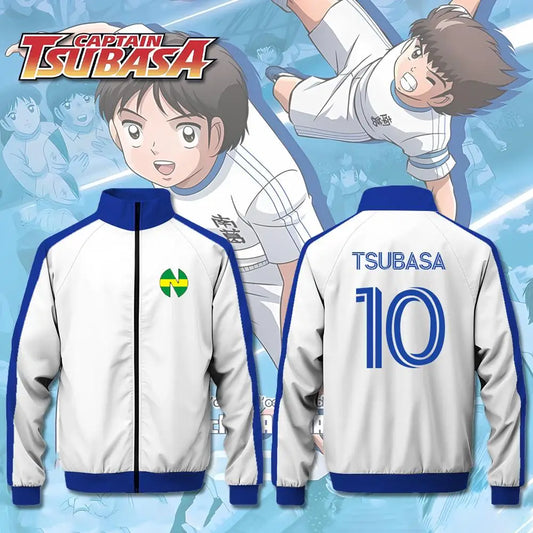 Japanese Anime Captain Tsubasa Jacket Autumn Winter Street Casual Cosplay Sportswear Unisex Stand Collar Zipper Long Sleeve Coat