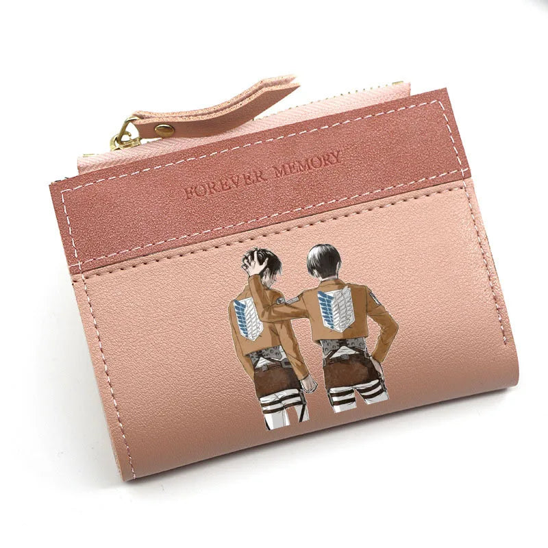 Attack on Titan Eren Jaeger PU Wallets for Man Women Fashion Short Wallet Anime Levi Ackerman Coin Purse ID Card Holders Bags