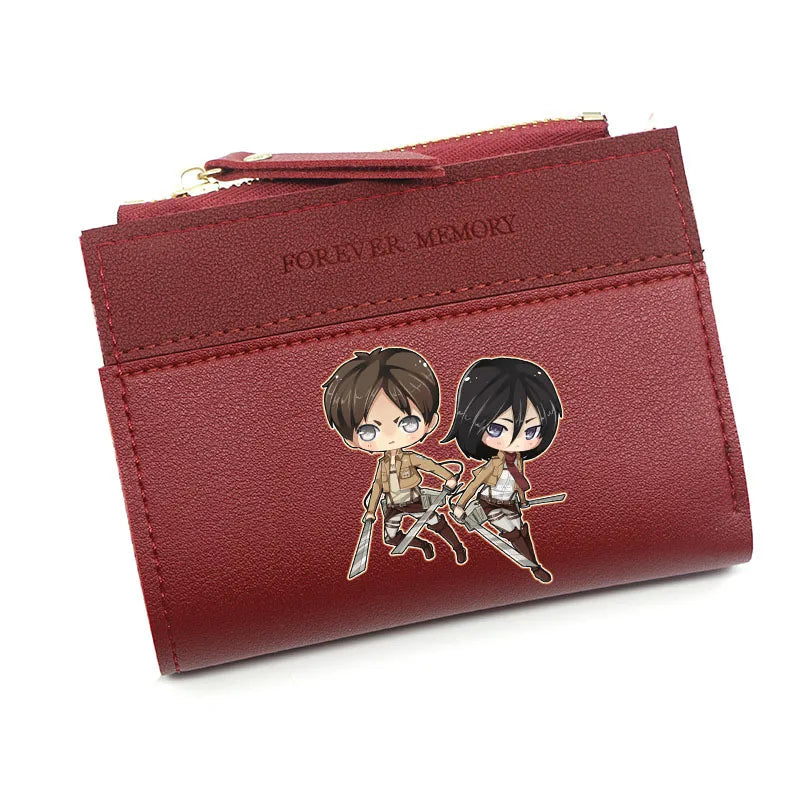 Attack on Titan Eren Jaeger PU Wallets for Man Women Fashion Short Wallet Anime Levi Ackerman Coin Purse ID Card Holders Bags