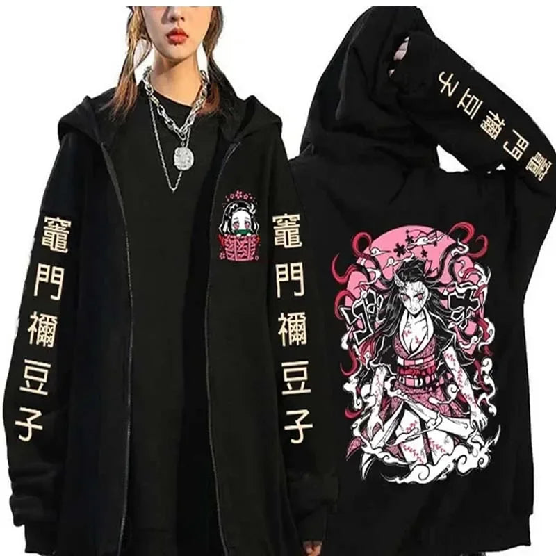 Demon Slayer Kimetsu no Yaiba Zipper Hoodie - Nezuko Kamado Streetwear