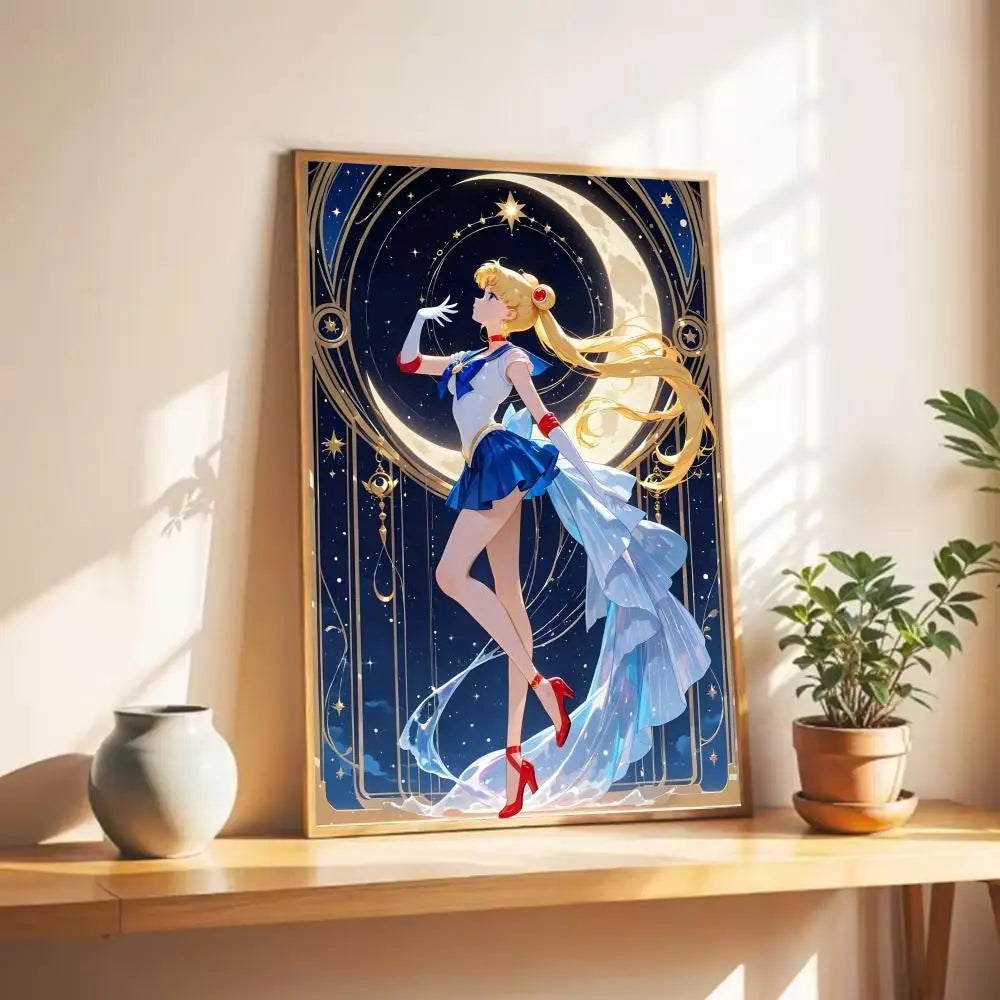 Cute S-Sailor M-Moon Poster Wall Art Print Poster Decorative Mural Home Decor Gift Unframed