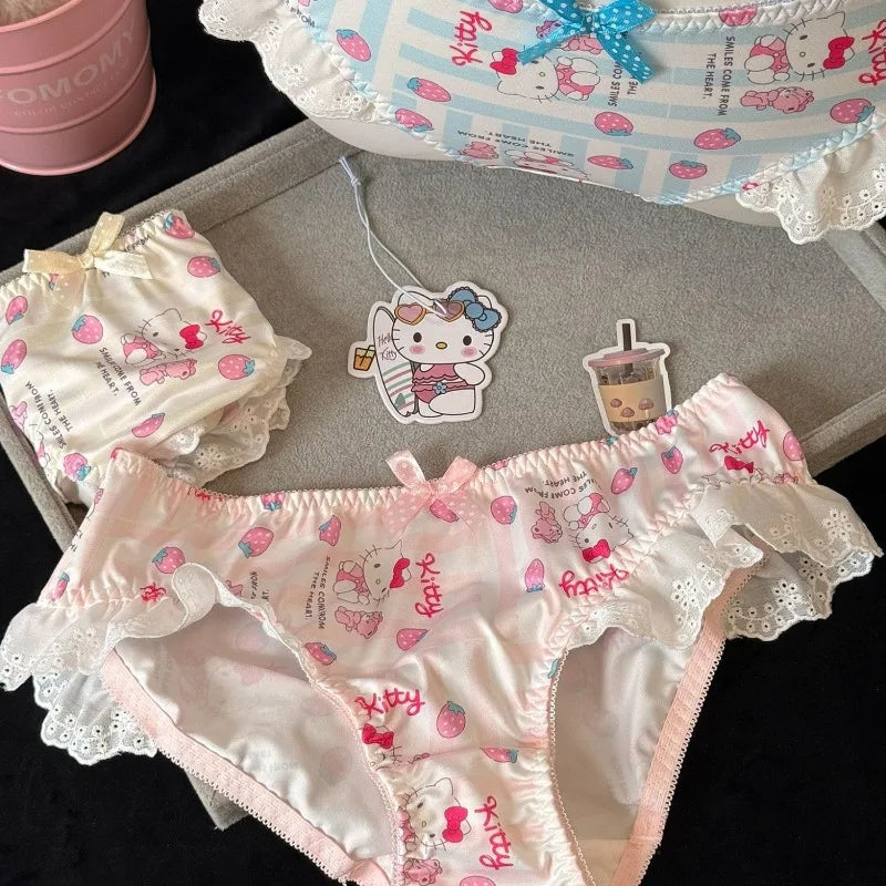 Hello Kitty Anime Characters Cartoon Cute Printed Pattern Girl Underwear Creative Kawaii Girl Heart Sweet Triangle Pants Gift