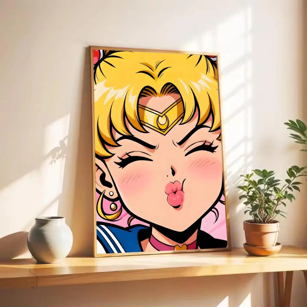 Cute S-Sailor M-Moon Poster Wall Art Print Poster Decorative Mural Home Decor Gift Unframed
