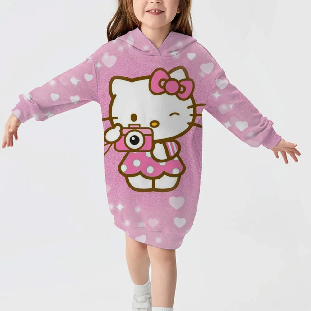 Hello Kitty Girl Comfortable Hoodie Dress