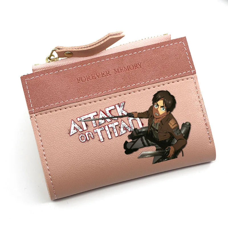 Attack on Titan Eren Jaeger PU Wallets for Man Women Fashion Short Wallet Anime Levi Ackerman Coin Purse ID Card Holders Bags