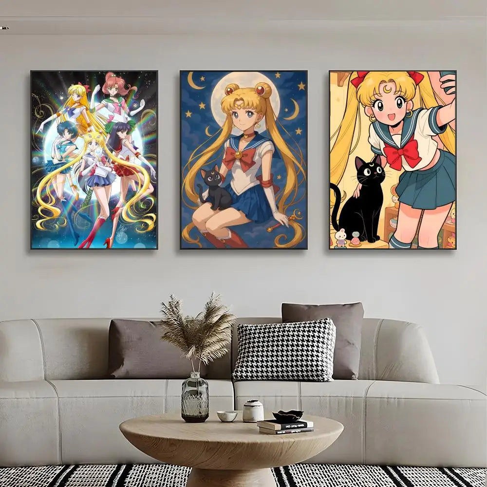 Cute S-Sailor M-Moon Poster Wall Art Print Poster Decorative Mural Home Decor Gift Unframed