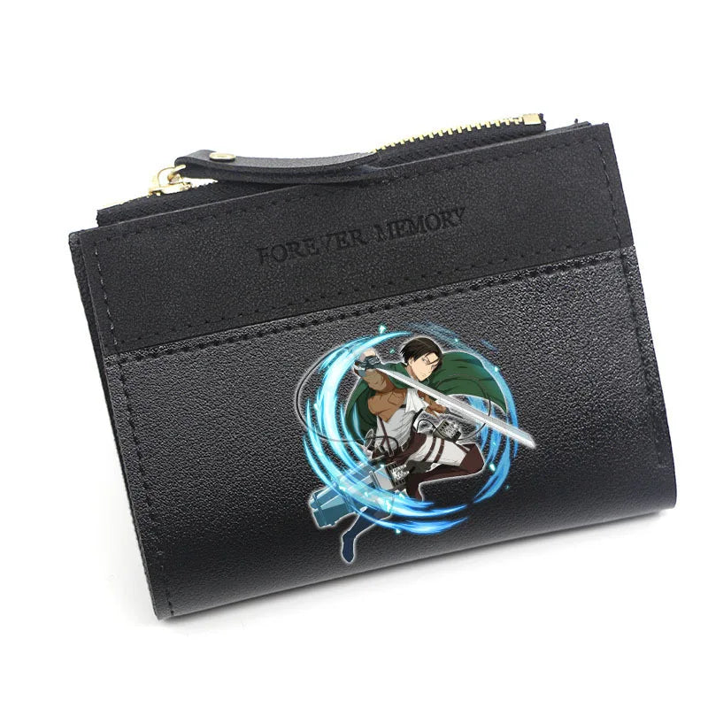 Attack on Titan Eren Jaeger PU Wallets for Man Women Fashion Short Wallet Anime Levi Ackerman Coin Purse ID Card Holders Bags