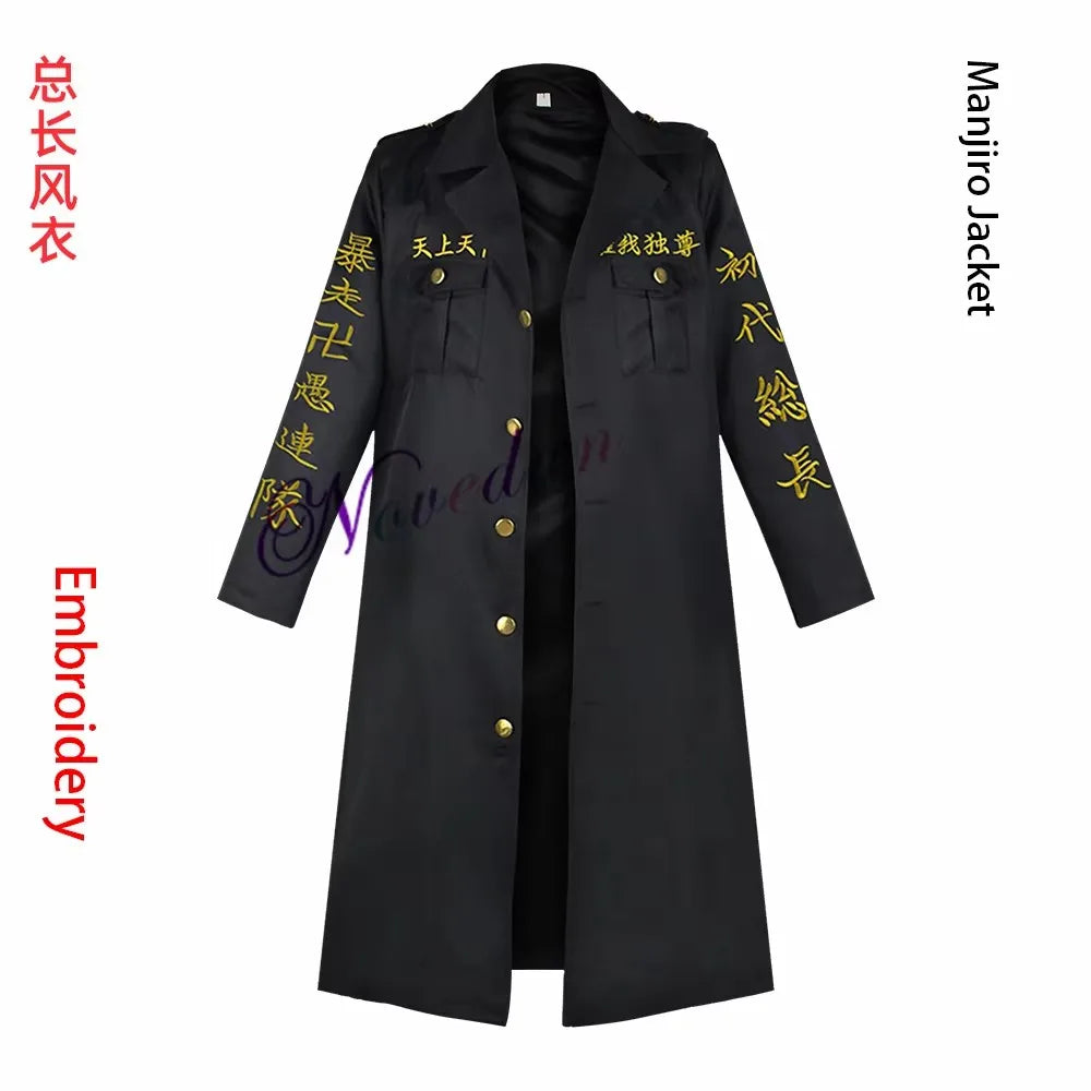 Anime Sano Manjiro Cosplay Costume Tokyo Revengers Manji Gang Mikey Ken Embroidery Jacket Cloak Uniform For Halloween Party