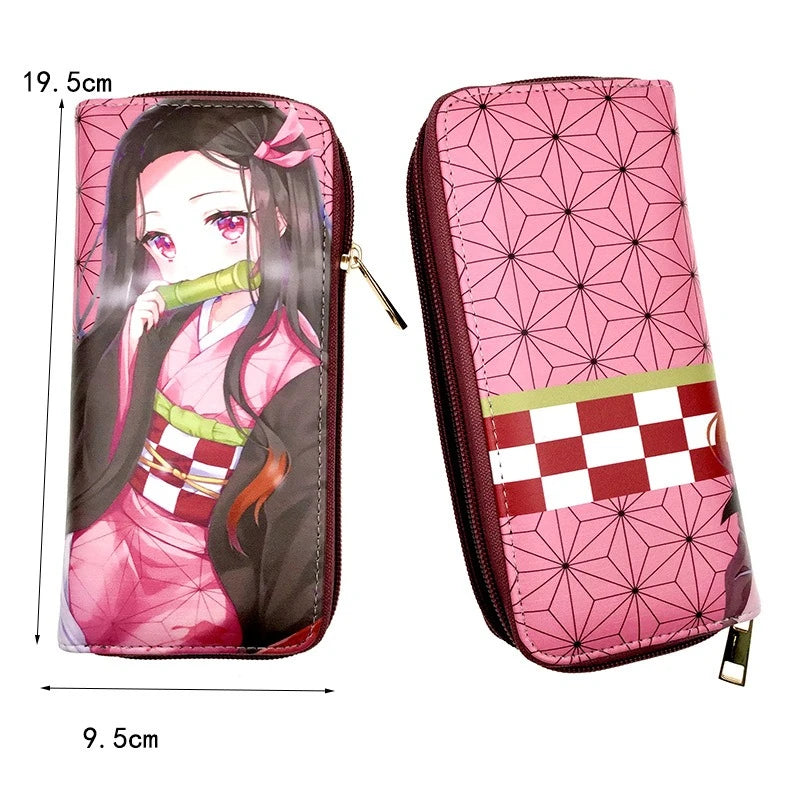 Anime  Demon Slayer Kimetsu No Yaiba Tanjiro Kamado Nezuko Wallets Long PU Leather Wallet Anime Purse Cosplay Accessories Gifts