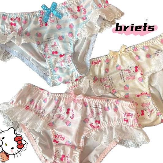 Hello Kitty Anime Characters Cartoon Cute Printed Pattern Girl Underwear Creative Kawaii Girl Heart Sweet Triangle Pants Gift