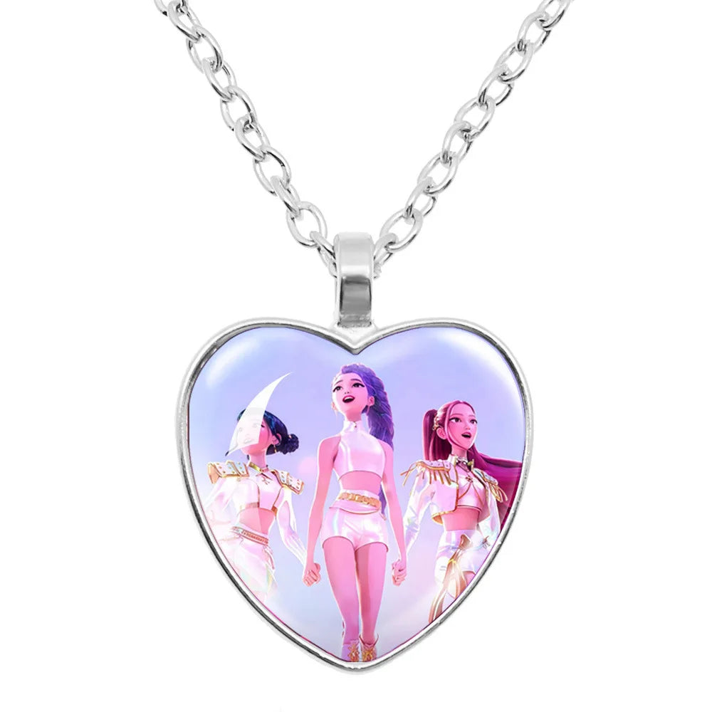 Demon Slayer Gem Peach Heart Necklace - Anime Fashion Jewelry Gift