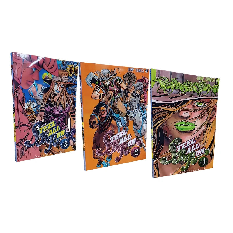JOJO's Bizarre Adventure Part 7 Steel Ball Run Vol.1-3 Manga Book Japanese Youth Comic Books English Version